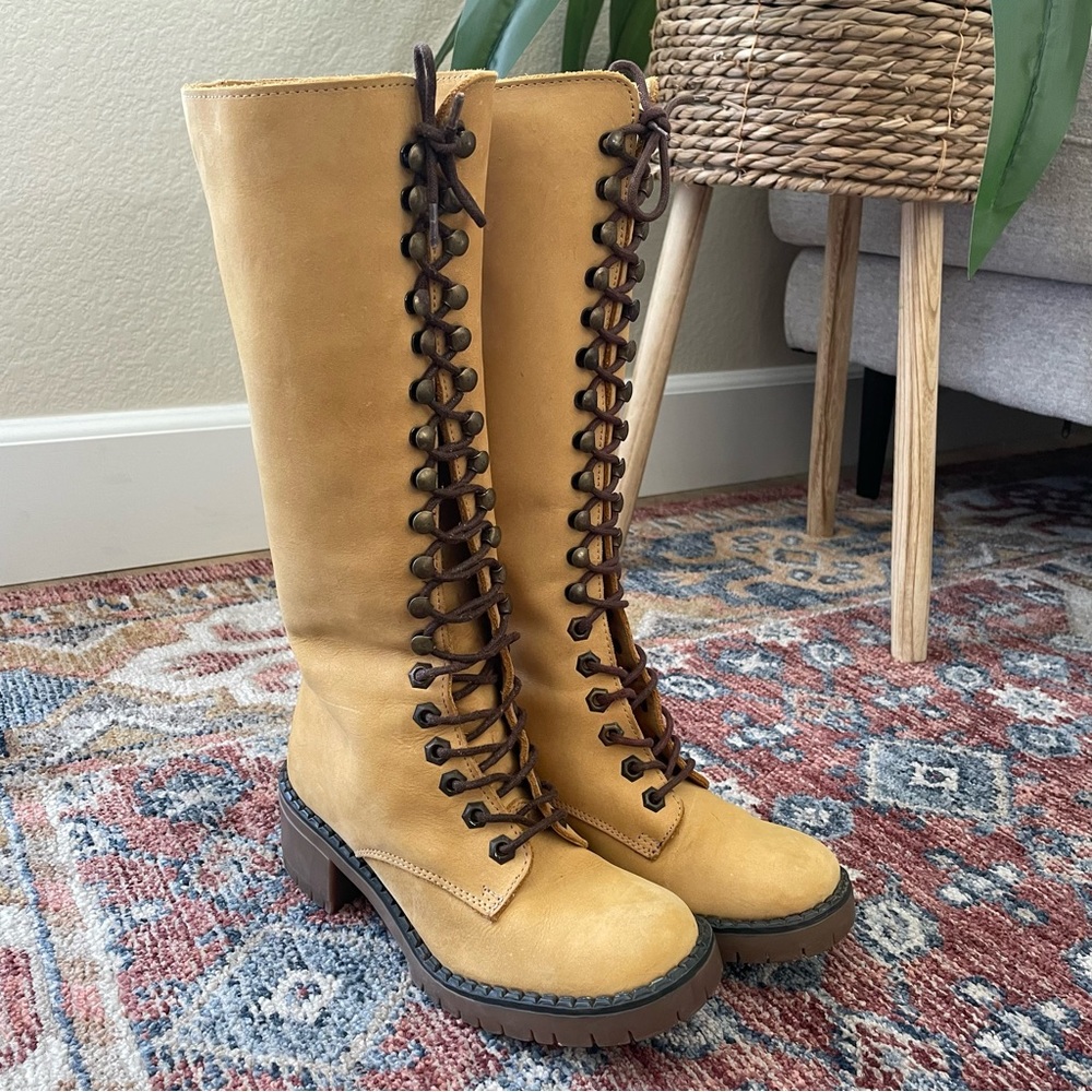 VINTAGE 60s-70s ZODIAC LACE UP CHUNKY SOLE SUEDE LEATHER BOOTS